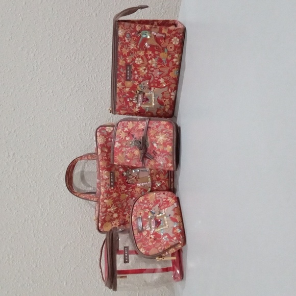 Celebrity red beaded bag set 5pc - Picture 2 of 16